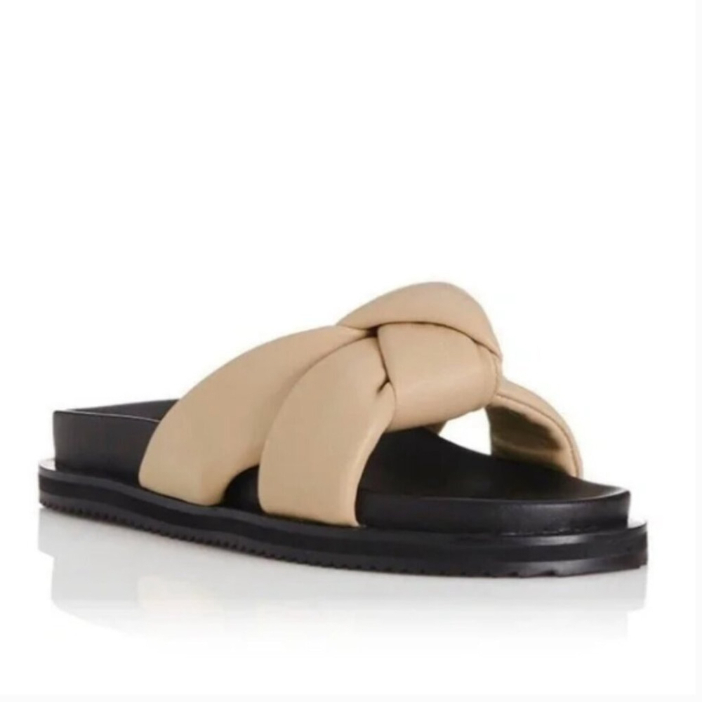 Alias Mae Sofia Tan puffy Knotted Sandals 10 womens trendy leather slides